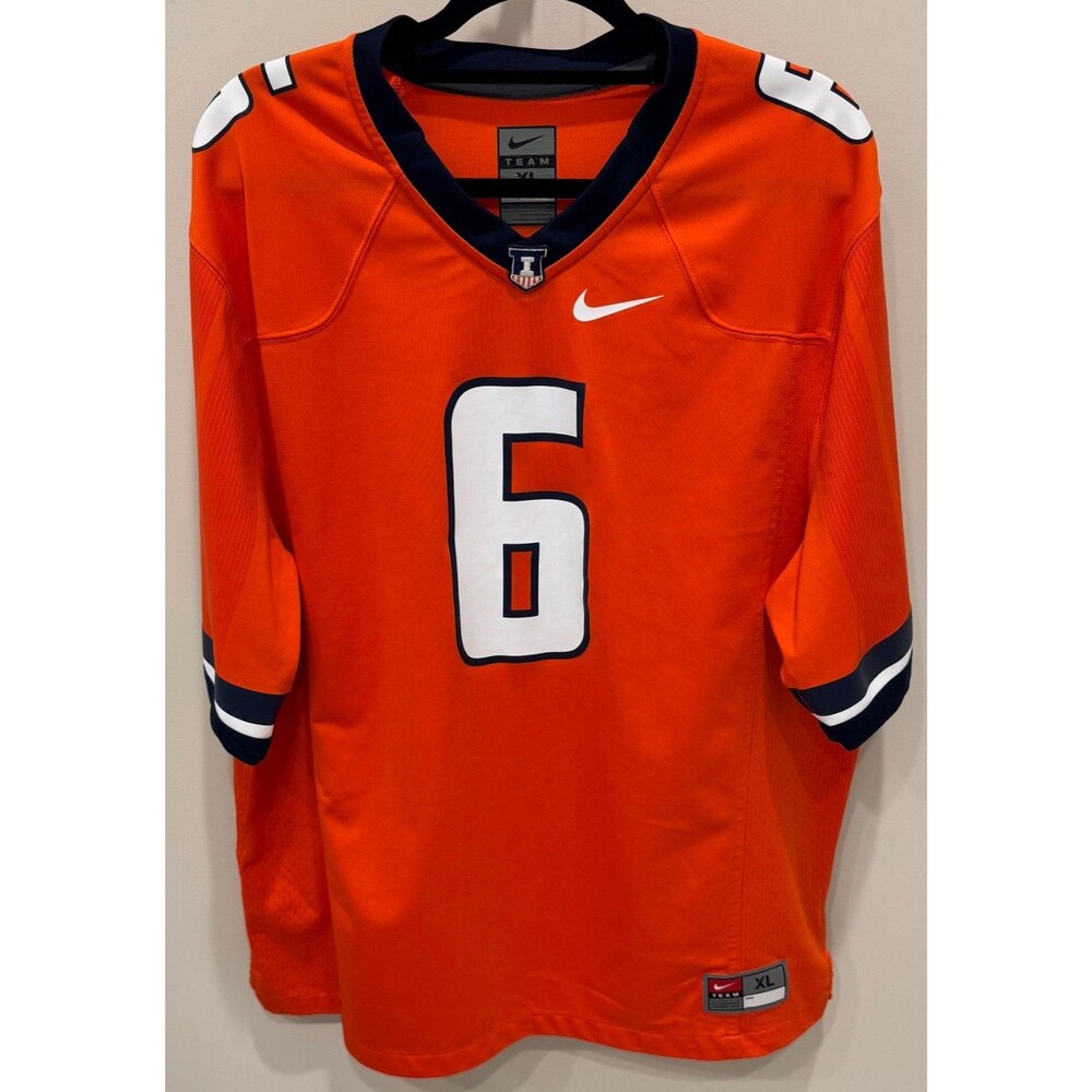 Illinois Fighting Illini - Nike Team Football Jersey - Men's XL - #6 - Orange